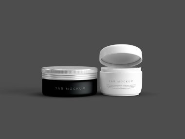 Blank cosmetic jars mockup