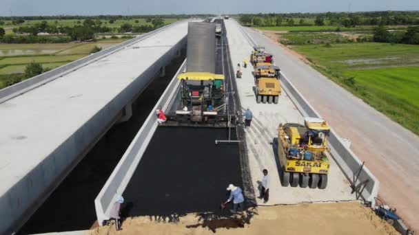 Nakhon Ratchasima Ταϊλάνδη Ιουλ 2020 Ένα Εργοτάξιο Δρόμου Και Γέφυρας — Αρχείο Βίντεο