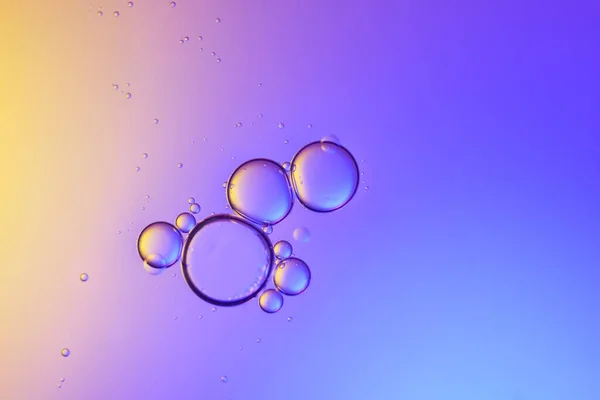 Vista Dall Alto Movimento Bolle Olio Nel Liquido Superficie Olio — Foto Stock