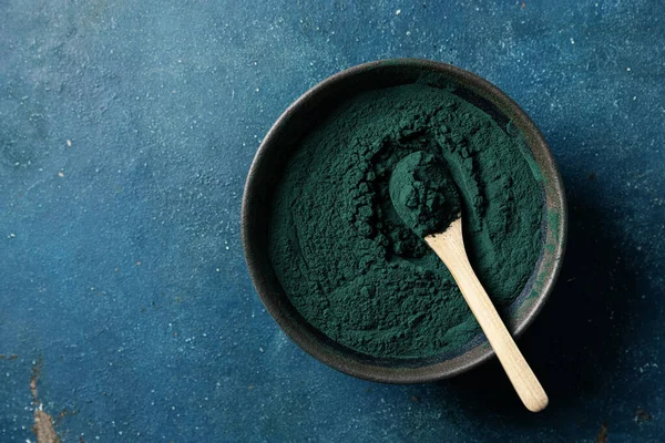 Spirulina Alghe Polvere Una Ciotola Immagine Stock