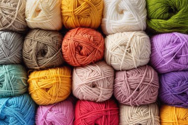 Örgü ve tığ işi için çok renkli ipliğin renkli arkaplanı