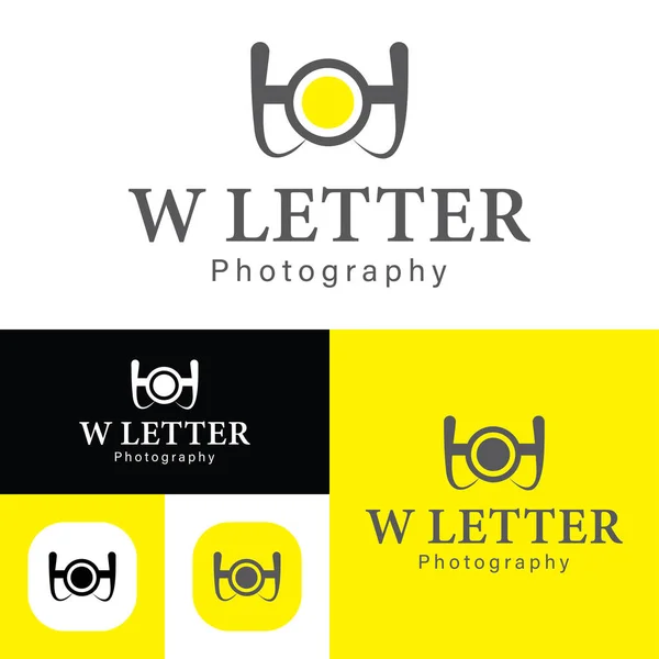 简单W字母摄影标志 创意相机图标 简约的矢量图解 现代标志类型 — 图库矢量图片