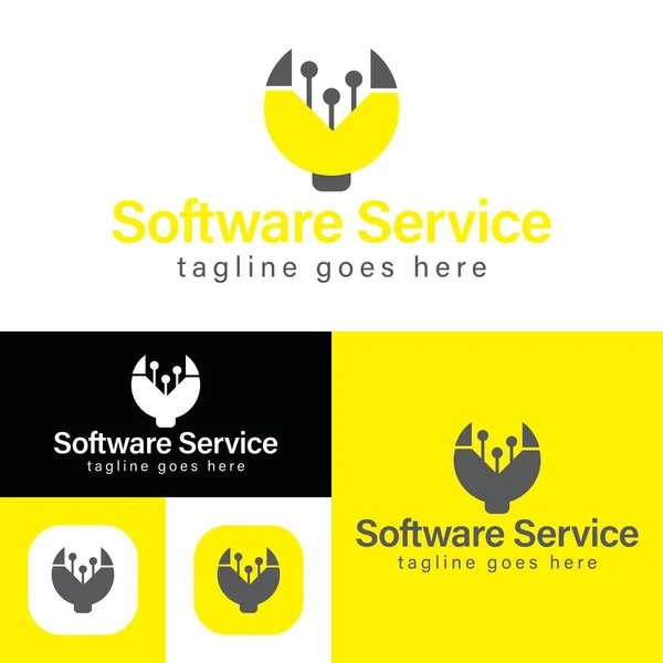 Logo Service Logiciel Simple Concept Créatif Lié Logiciel Illustration Vectorielle — Image vectorielle