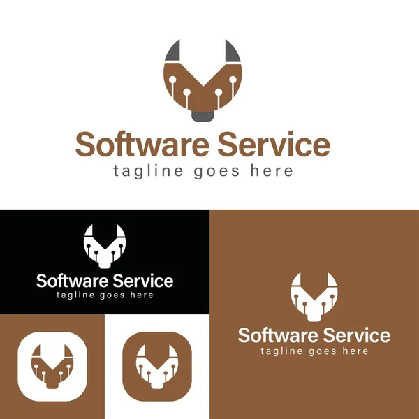 Logo Service Logiciel Simple Concept Créatif Lié Logiciel Illustration Vectorielle — Image vectorielle