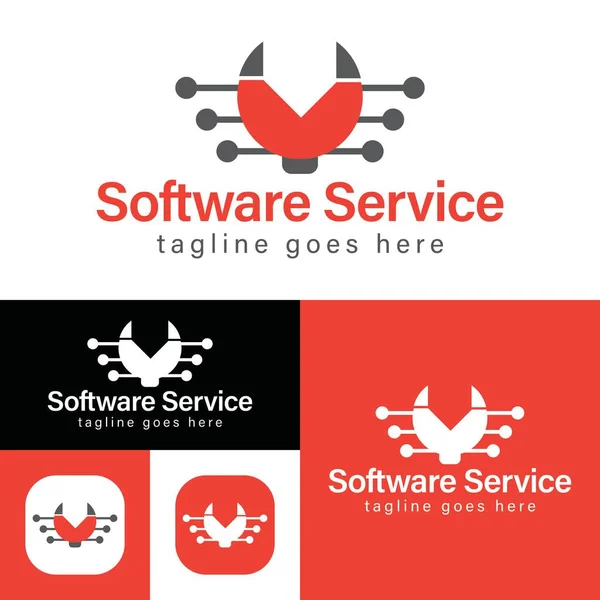 Logo Servicio Software Simple Concepto Creativo Software Relacionado Ilustración Vectorial — Vector de stock