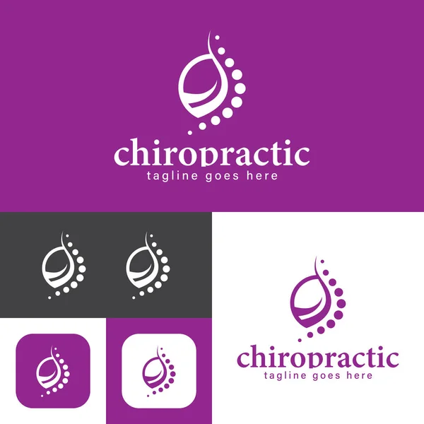 Logotipo Quiropráctico Símbolo Columna Vertebral Icono Masaje Dolor Espalda Osteopatía — Vector de stock