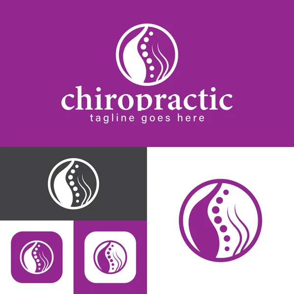 Kiropraktisk Logotyp Rygg Symbol Rund Form Massage Ryggsmärta Och Osteopati — Stock vektor