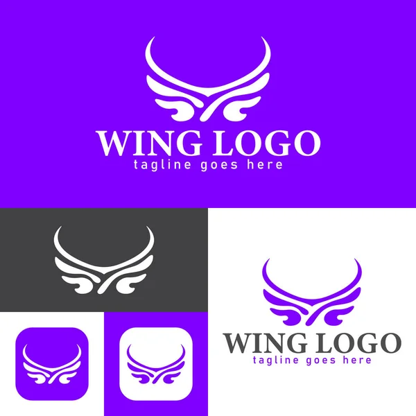 Wings Logo Design Simple Nowoczesny Abstrakcyjny Wektor Ilustracja Ikona Styl — Wektor stockowy