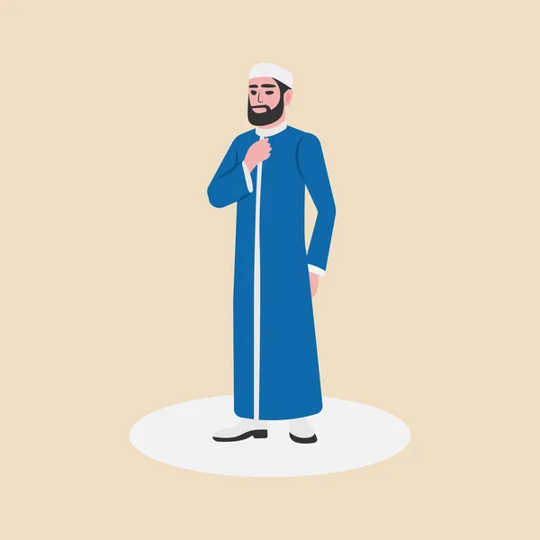 Ένας Άντρας Μουσουλμάνος Εμμ Μουσουλμάνος Mufti Ισλαμική Θρησκεία Πιστός Άνθρωπος — Διανυσματικό Αρχείο