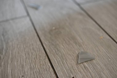 Yerdeki cam kırıkları. 