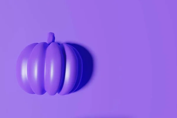 Vykreslení Fialové Dýně Pastelově Fialové Monochromatické Pozadí Pro Halloween — Stock fotografie