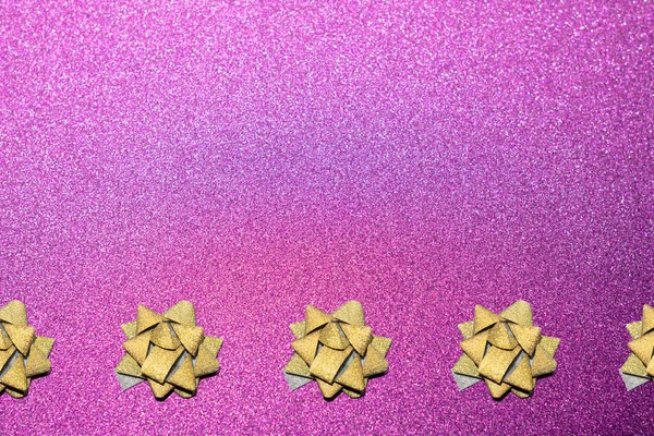 Бордюр Золотою Блискучою Зірковою Стрічкою Рожевому Блискучому Фоні Вашого Святкового — стокове фото