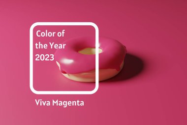 3d morumsu donut renginde ve 2023 yılının arkaplan renginde metin ile hazırlanır