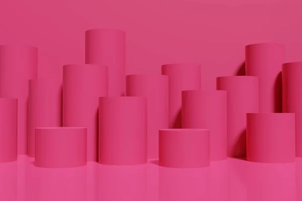 Візуалізація Подіумів Кольорового Циліндра Пурпурового Кольору Рожевому Фоні Кольором 2023 — стокове фото