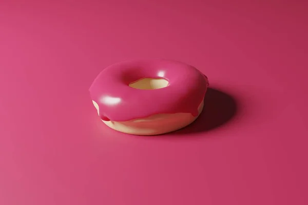 Render Magenta Glazed Donut Color Year 2023 Background — Stock Photo, Image
