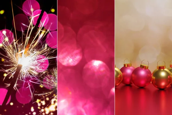 Collage Navideño Festivo Con Color Magenta Del Año 2023 —  Fotos de Stock