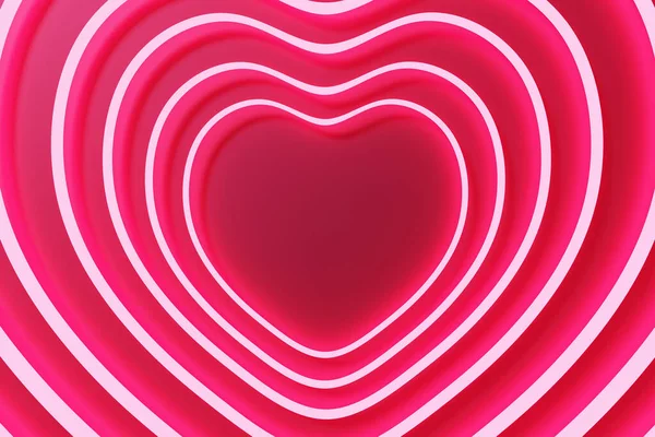Renderowanie Magenty Kolor Neon Serca Ramki Walentynki — Zdjęcie stockowe