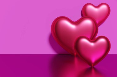 Sevgililer Günü için 3D eflatun renk kalp deseni ayarı