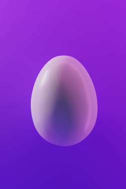 3d render of whiye easter egg close up with blue purple gradient background and neon lighting
