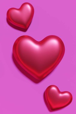 3d render of magenta color hearts pattern for Valentines day project
