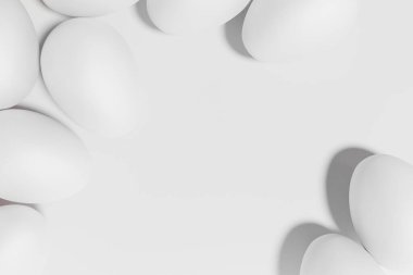 3d render of white Easter egg pattern frame on a white background for your Easter project