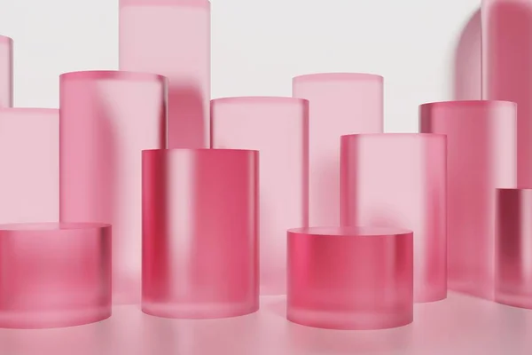 Візуалізація Подіумів Кольорового Циліндра Magenta Рожевому Фоні Ваших Продуктів — стокове фото