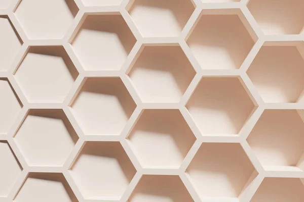 Yaratıcı projeniz için bej bal peteği geometrik deseninin 3D görüntüsü