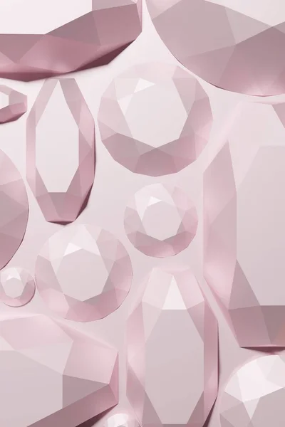 为您的光彩夺目的项目 将漂亮的粉色宝石图案在粉刷的背景上进行3D渲染 — 图库照片