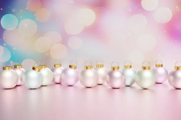 あなたのお祝いのプロジェクトのためのパステル色のクリスマスバブルの3Dレンダリング ロイヤリティフリーのストック画像