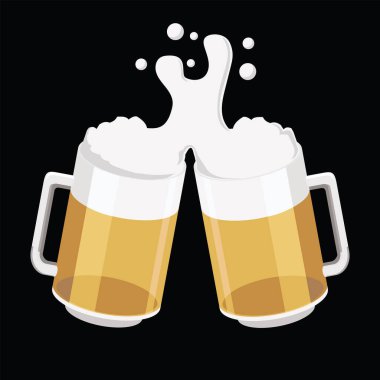 Siyah arka planda bira bardakları kızartılıyor