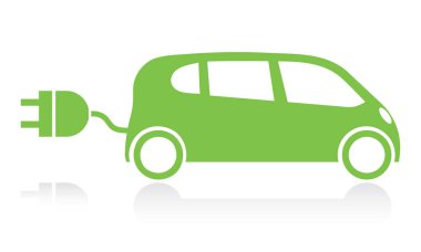 Yeşil monokrom elektrikli araba simgesi