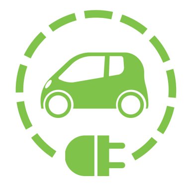 Fişi olan elektrikli araba, yeşil monokrom resmi