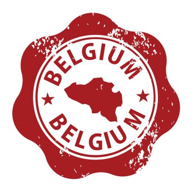 Belçika kırmızı grunge kauçuk damgası