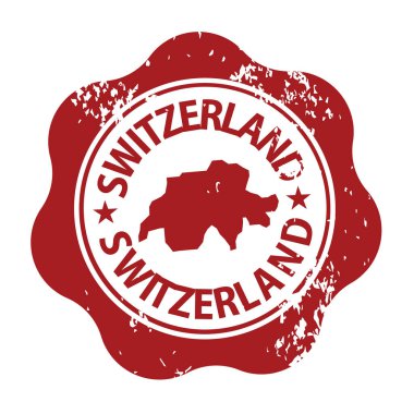 Üzerinde İsviçre metni olan kırmızı grunge monokrom kauçuk damgası.