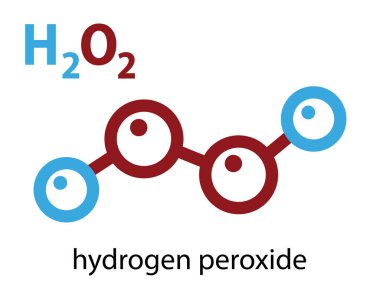 Beyaz arka planda izole edilmiş hidrojen peroksit kimyasal bileşimi.