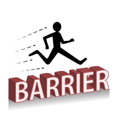 Beyaz arkaplanda izole edilmiş kişi sıçrama engeli