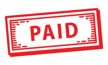 Ödenmiş metni olan kırmızı tek renkli kauçuk damga.