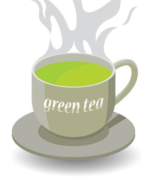 sıcak yeşil çay beyaz arka plan üzerinde izole