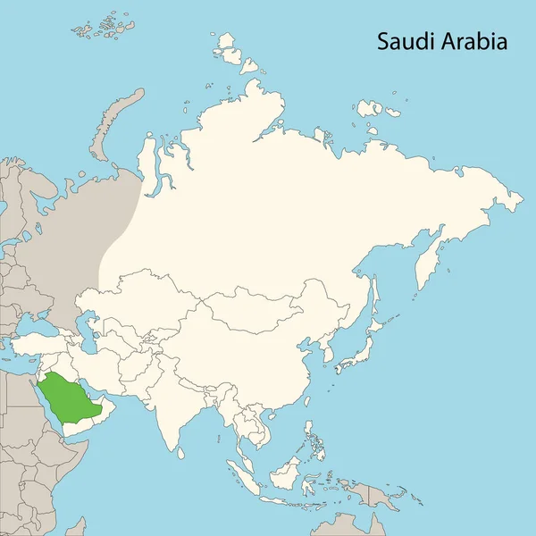 Проста Карта Азії Текстом Саудівської Аравії — стоковий вектор