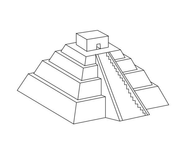 Översikt Aztec Pyramid Isolerad Vit Bakgrund — Stock vektor