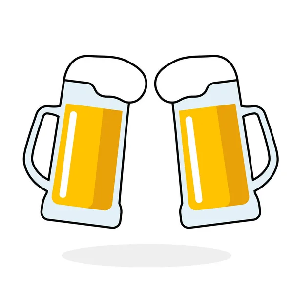 Tostando Canecas Cerveja Isoladas Fundo Branco —  Vetores de Stock
