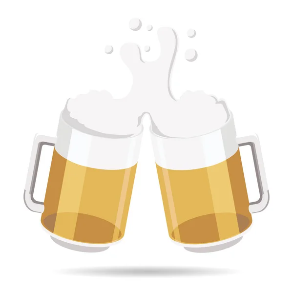 Přípitek Pivní Džbány Izolované Bílém Pozadí — Stockový vektor