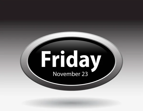 黑色和白色星期五按钮和11月23日文本 — 图库矢量图片