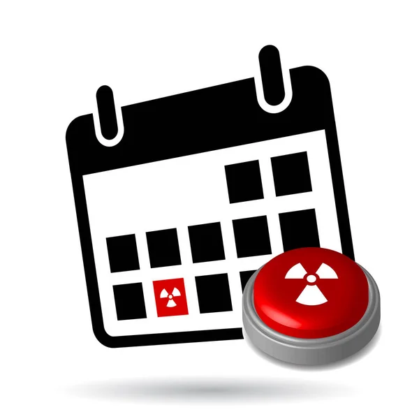 Einfacher Kalender Mit Roter Bio Gefahrentaste — Stockvektor