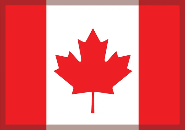 Kanada Flagga Med Blad Monokrom Röd Affisch — Stock vektor