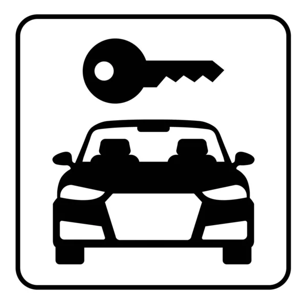Plakat Mit Rahmen Der Autovermietung Mit Schlüssel Schwarz Weiß Bild — Stockvektor