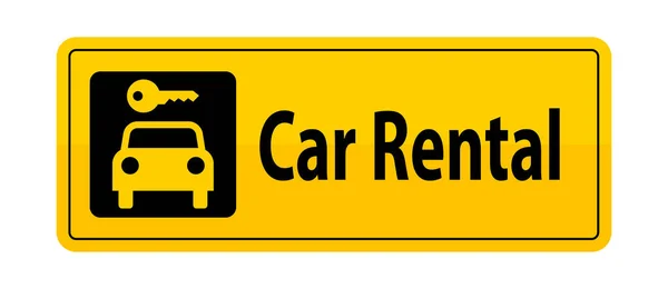 Żółty Znak Post Tekstem Wypożyczalni Samochodów — Wektor stockowy