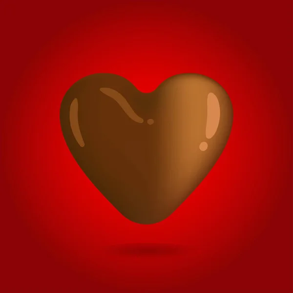 Schokoladenherz Auf Rotem Hintergrund Platziert — Stockvektor