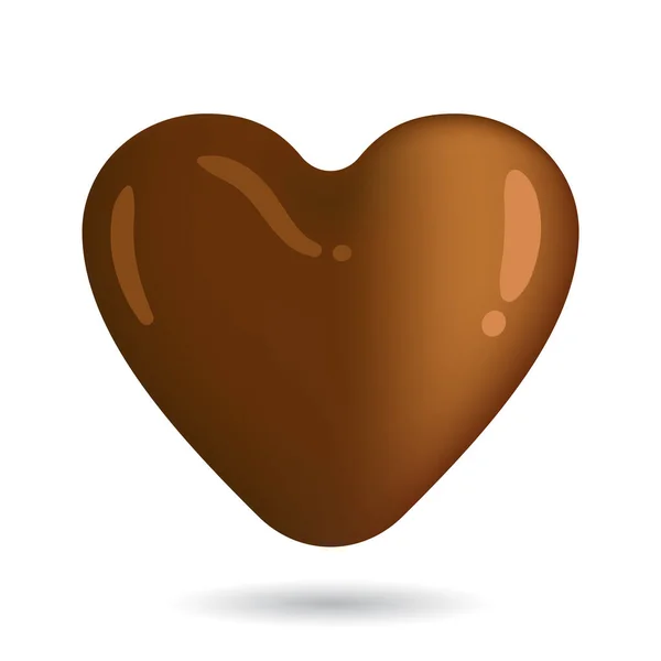 Choklad Hjärta Isolerad Vit Bakgrund — Stock vektor