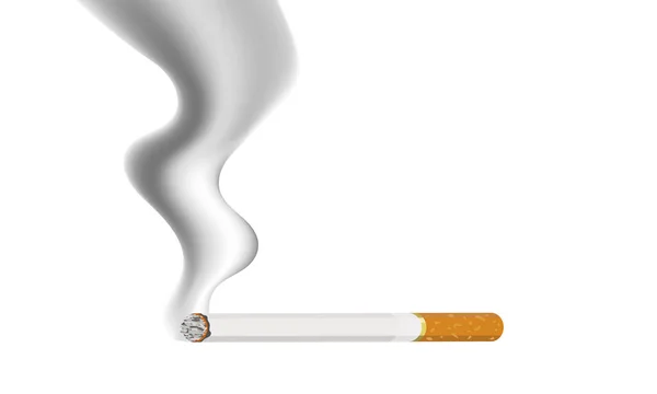 Cigarett Med Rök Vit Kopia Utrymme Bakgrund — Stock vektor
